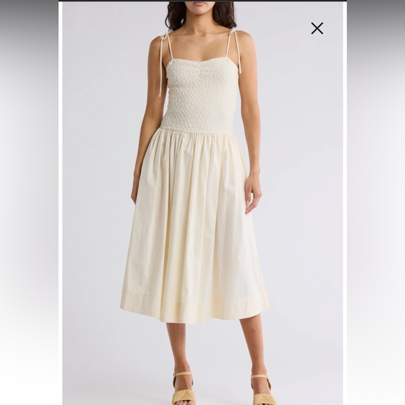 Lush Tied Strap Drop Waist Midi Dress - Picture 1 of 5
